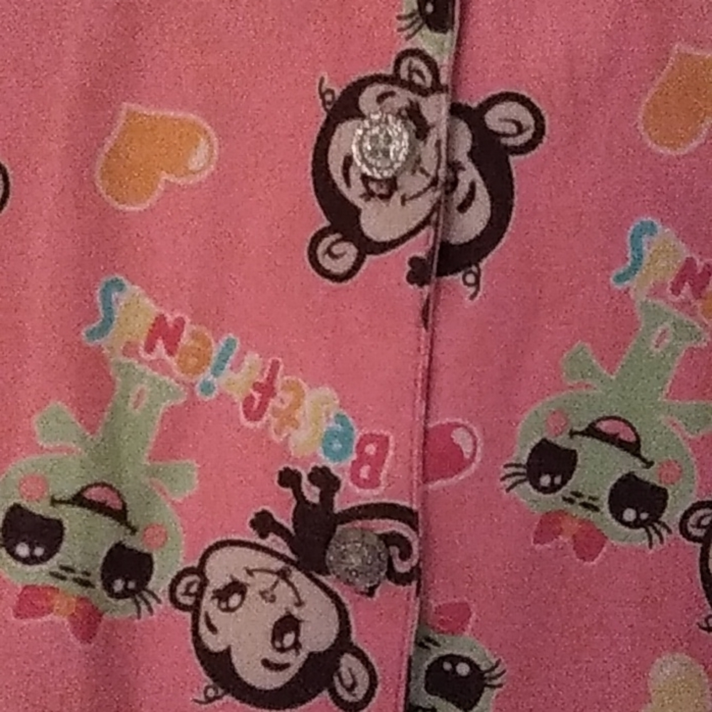 Girls 5T Best friends Monkey Frog Hearts Joe Boxer Pajama Set 4 Glitter Buttons - Picture 6 of 12